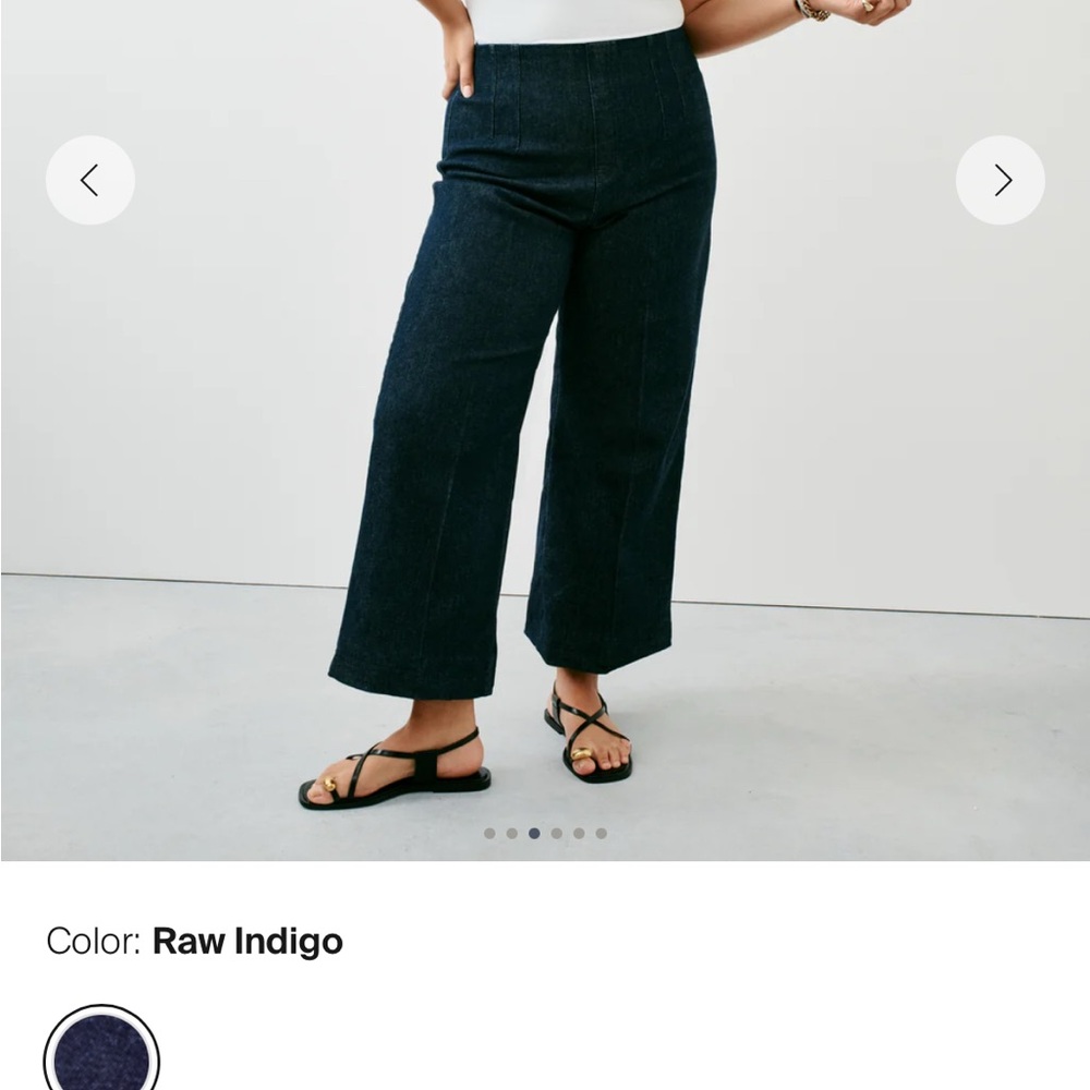 NWT Spanx Zero Waistband Cropped Women's Wide-Legged Jeans in Raw Indigo - 1X - Picture 3 of 6